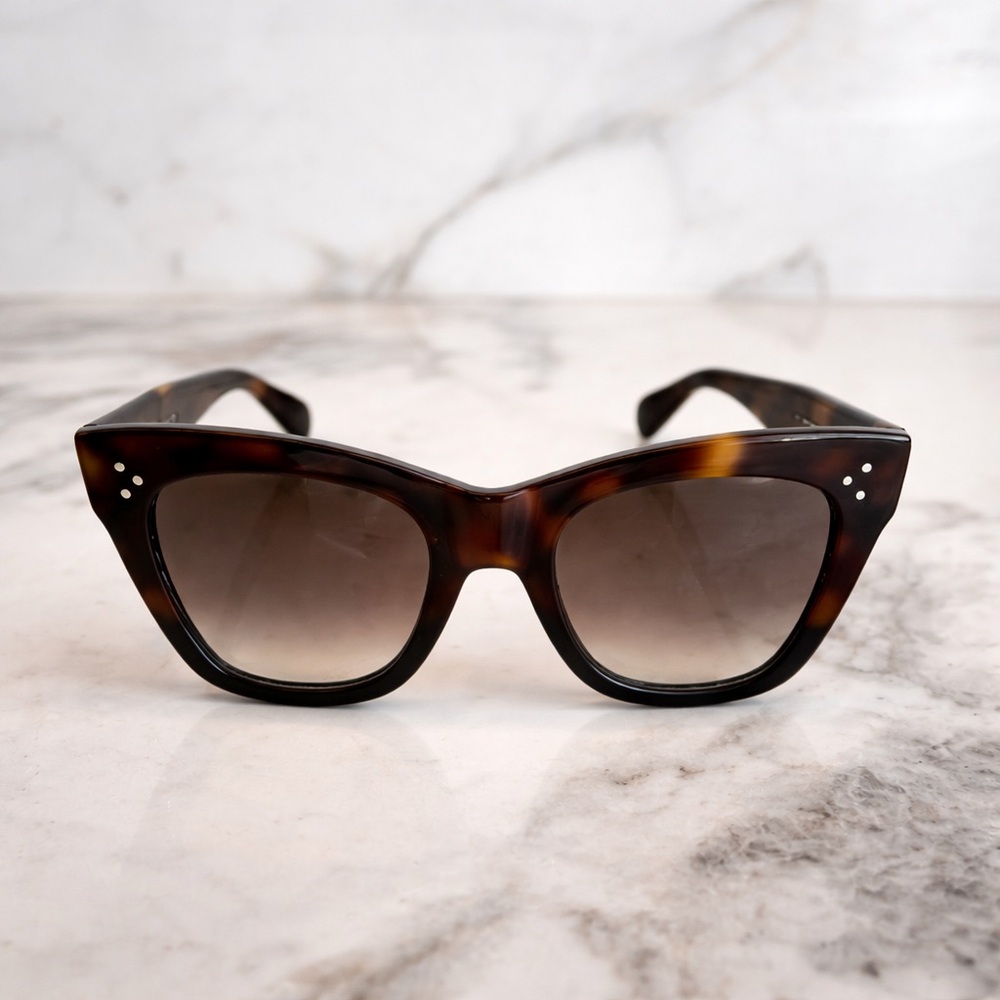 Celine Cat Eye Sunglasses CL41000/S Tortoiseshell Brown Gradient Designer Shades - Picture 3 of 13
